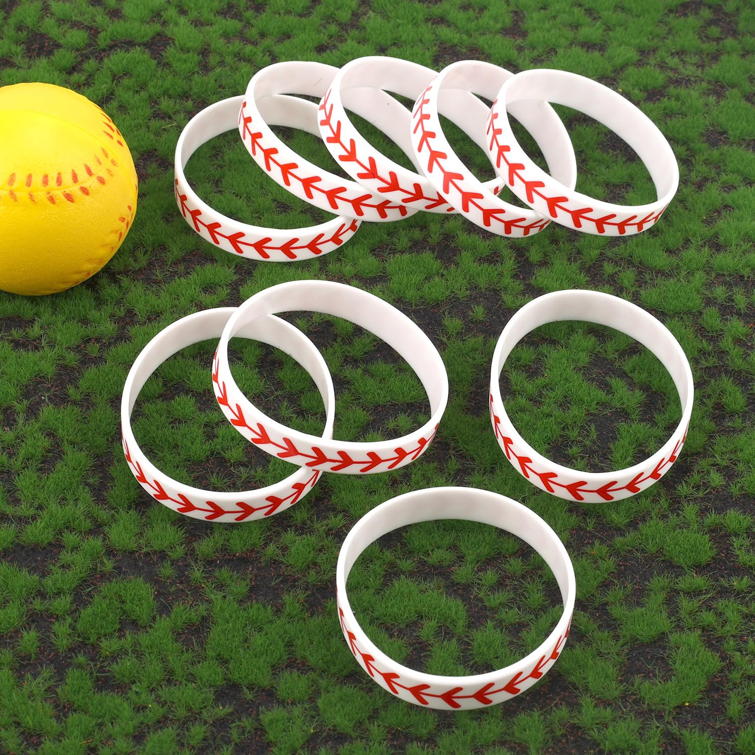 XIHIRCD 20pcs Baseball Bracelets, Silicone Softball Wristbands Motivational Sports Ball Bracelets Party Sports Events Team Favors for Men Women Baseball Players - Image 3