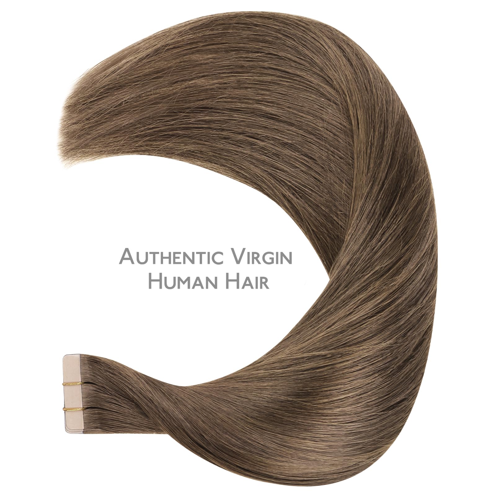 WENNALIFE Extensiones Adhesivas Pelo Natural, Marrón ceniza claro 45cm 25g 10 Piezas Extensiones de Remy Pelo Natural Cabello Humano Mechas Pelo Lacio Invisible para Niñas Mujeres Trenzas — view 6