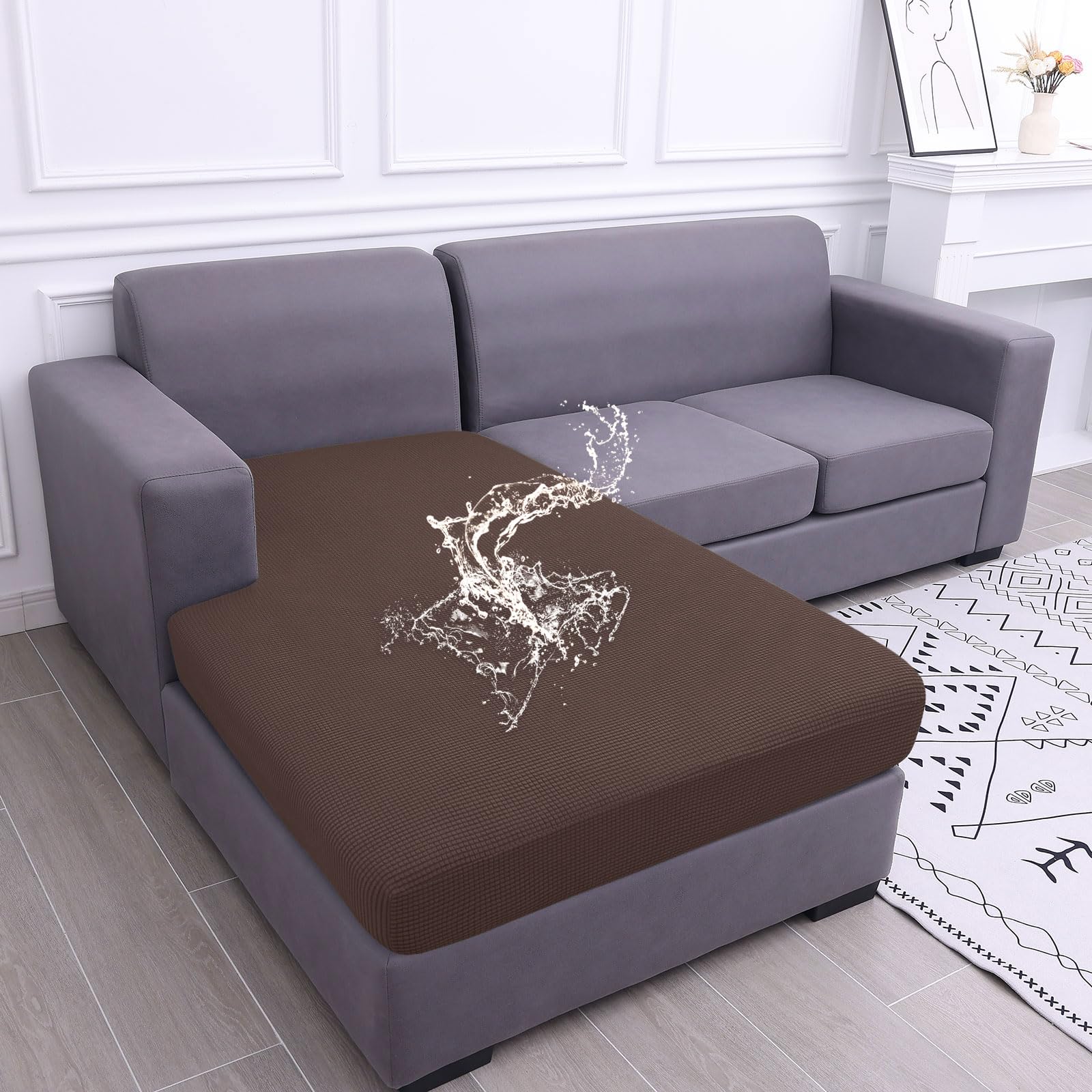 hyha Waterproof Sectional Couch Covers, Non Slip Sofa Cushion Covers
