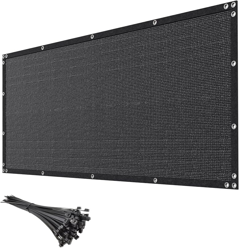 6ft x 100ft Black Privacy Screen Fence 90% Blockage Heavy Duty Fencing Mesh Shade Net Cover for Outdoor Wall Garden Backyard Porch Patio Balcony