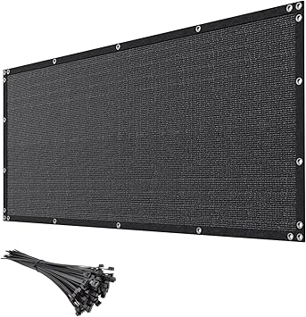 6 x 50 Black Privacy Screen Fence Heavy Duty Fencing Mesh Shade Net Cover for Outdoor Panel Garden Backyard Porch Patio Balcony LSYY