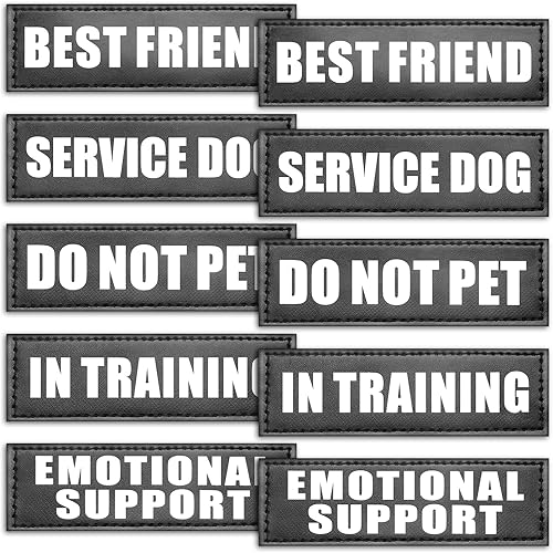 WINSEE Parches reflectantes para perros de servicio, parche de terapia para arnés de perro de servicio (paquete de 2, L)