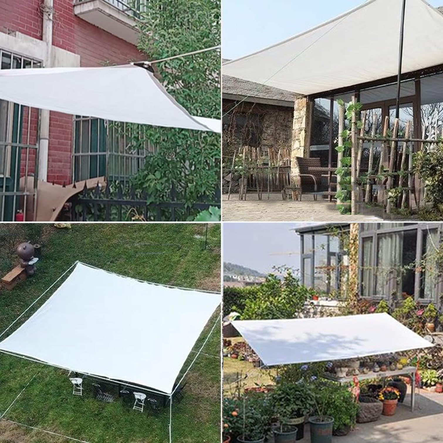 Rete ombreggiante con protezione UV al 90%, in tessuto bianco con occhielli, traspirante, per piante da serra e copertura del patio (800 cm x 800 cm)