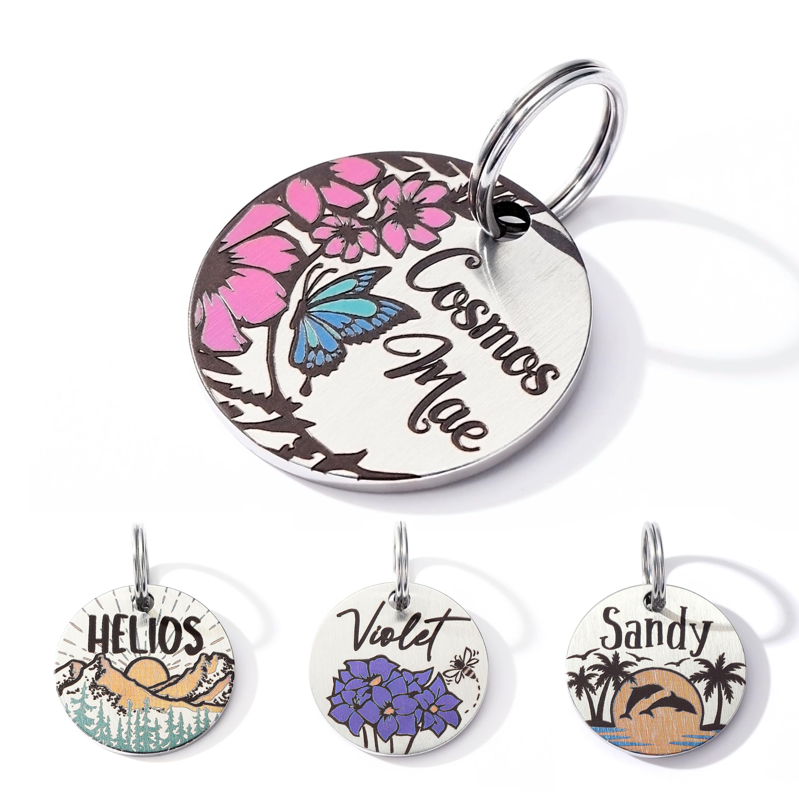 Colorful Dog Tags Personalized, Engraved Dog Tags with Colored Printing for Pets, Dog Name tag with deep Engraving, Custom pet ID Tags, Customizable
