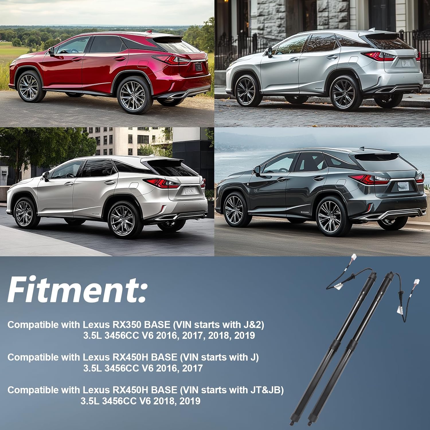 Electric Rear Tailgate Support Shock Struts Power Liftgate Actuator Compatible with 2016-2019 Lexus RX350 RX450h 3.5L Rear Hatch Lift Struts Replace 6892048030 6891048070 Pair of 2