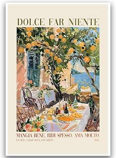 Kitchen Wall Art Painting Restaurant Poster Vintage Italy Canvas Wall Art Bar Cart Picture Trendy Italy Dinner Party Oranges Wall Decor 16x24 Inch UnFramed Canvas for Home Kitchen Living Room Decor