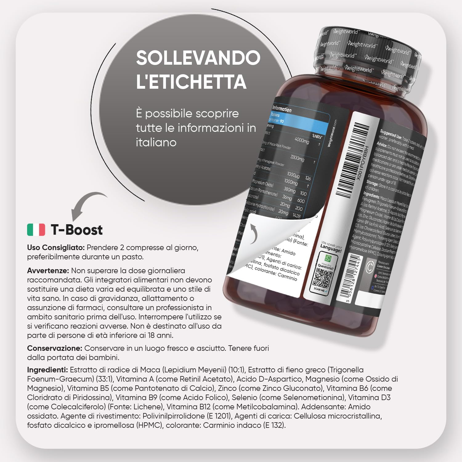 T Boost Complex Vegano, 180 Compresse, 3 Mesi, Integratore Maca Uomo, Zinco, Selenio, Vitamina B5, Magnesio, Lo Zinco Contribuisce al Mantenimento di Normali Livelli di Testosterone nel Sangue (EFSA)