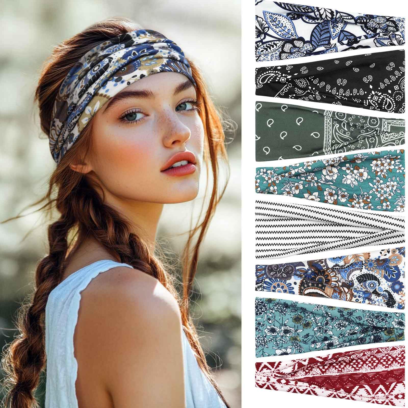 BELEVO 8 Pcs Headbands for Women's Hair, Elastic Soft Head Bands Adult Women No-Slip Yoga Sports Fashion Accessories
