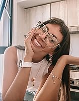 Vista 2 de TIJN - Gafas de bloqueo de luz azul - Armazón cuadrado de anteojos para estudiosos - Gafas de juego de computadora Anti Blue Ray