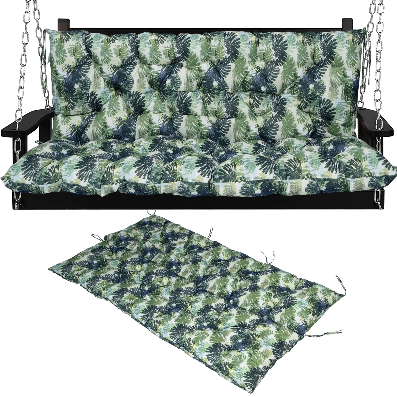 Zacammy Swing Replacement Seat Cushions, 2-3 Seater Bench Cushions for Outdoor Furnitur with Backrest, Garden Recliner Seat Cushions Waterproof Sofa