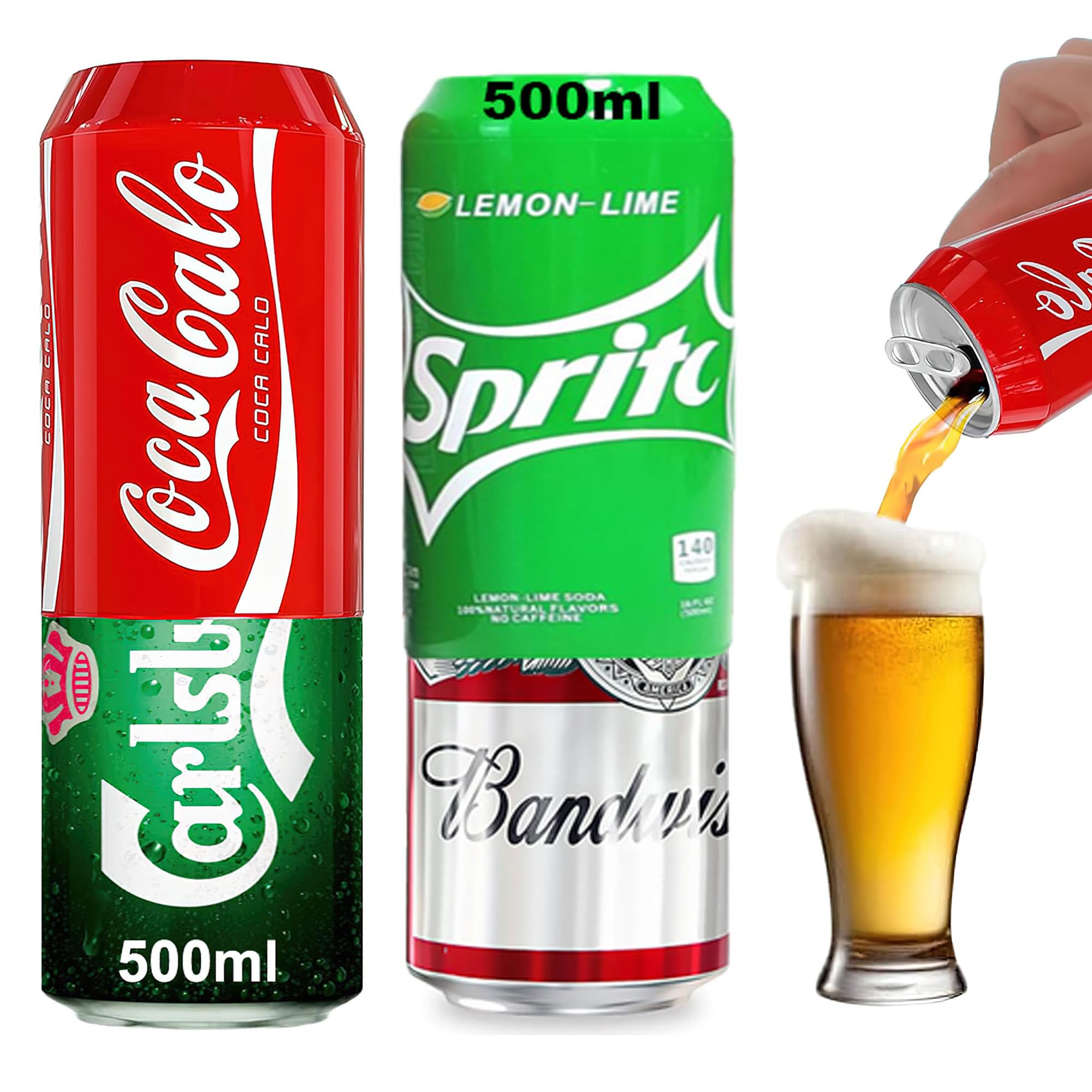 Beer Can Cover 500ml - Bear Can Cover Silicone Sleeve for Bottles, Cans, and Tins - Cold Drink Hiding Covers - Secret Fake Soda Sleeve - 2 Pcs (Red & Green)