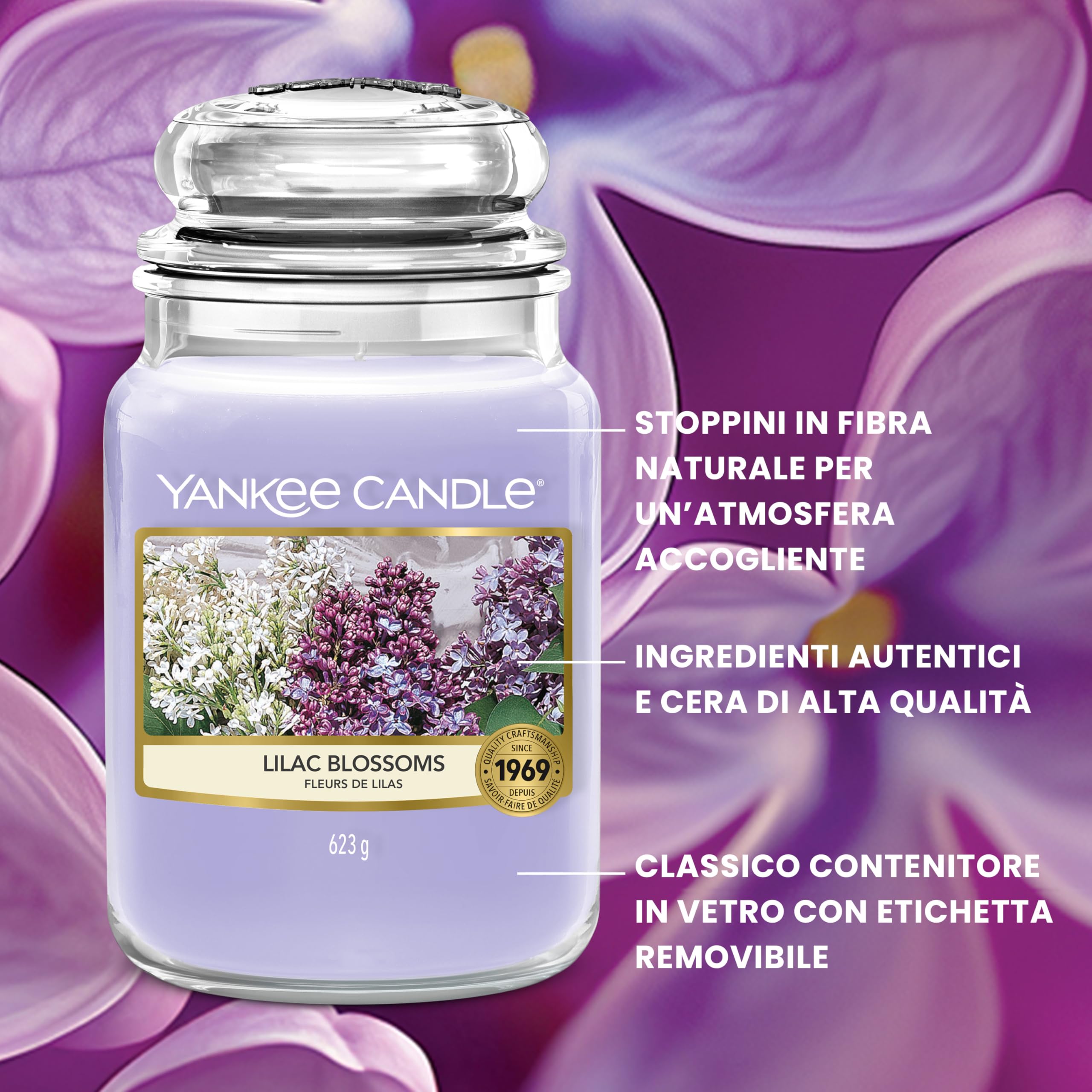 Yankee Candle Candela Profumata | Lilac Blossoms Grande Barattolo | Candele a Lunga Durata: fino a 150 Ore | Regalo Perfetto per Donne