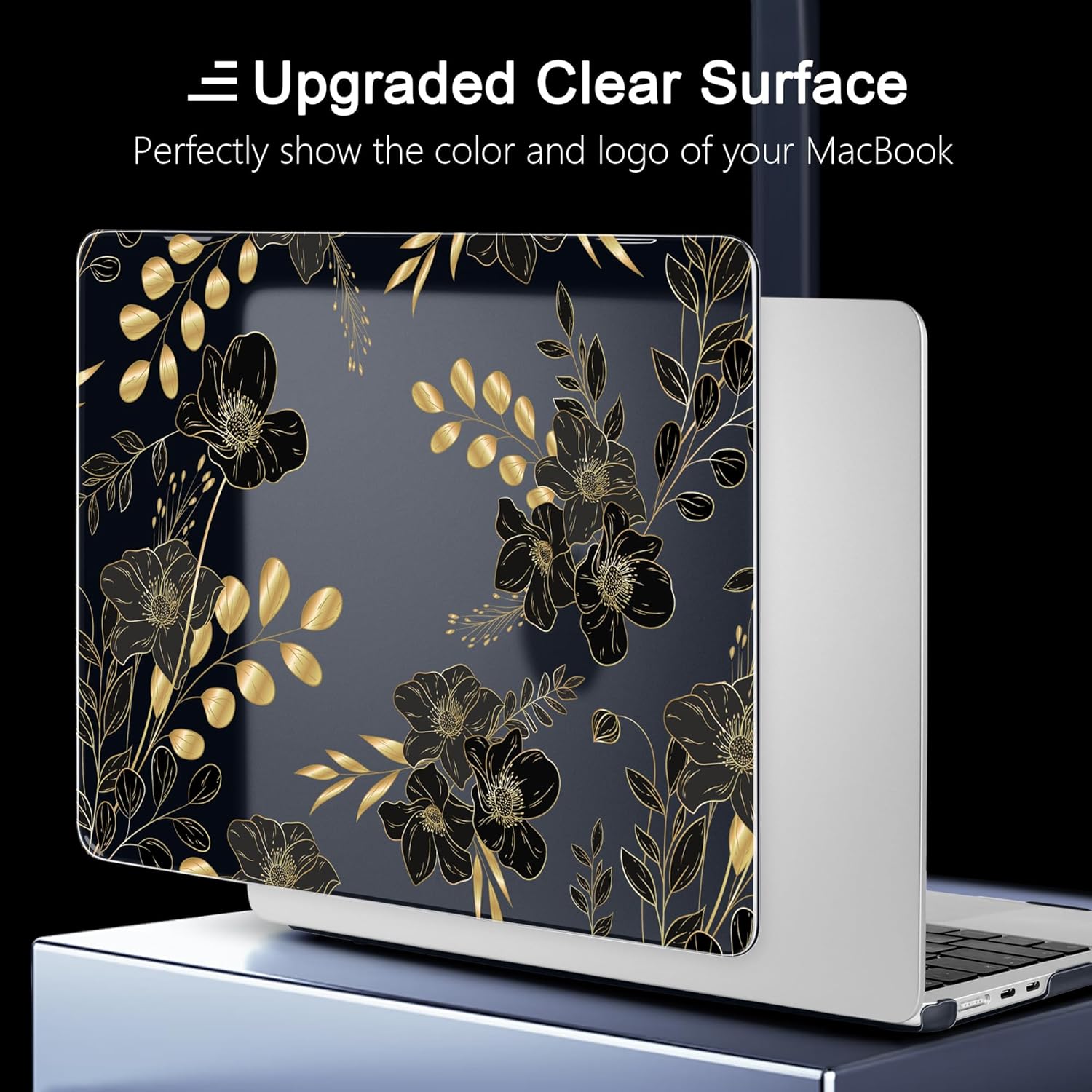 for MacBook Air 13.6" M4 Case 2025 2024 2022 Released A3240/A3113 M3/A2681 M2, Laptop Case with Keyboard Cover & Screen Protector & OTG Adapter & 2 Webcam Covers, Elegant Floral