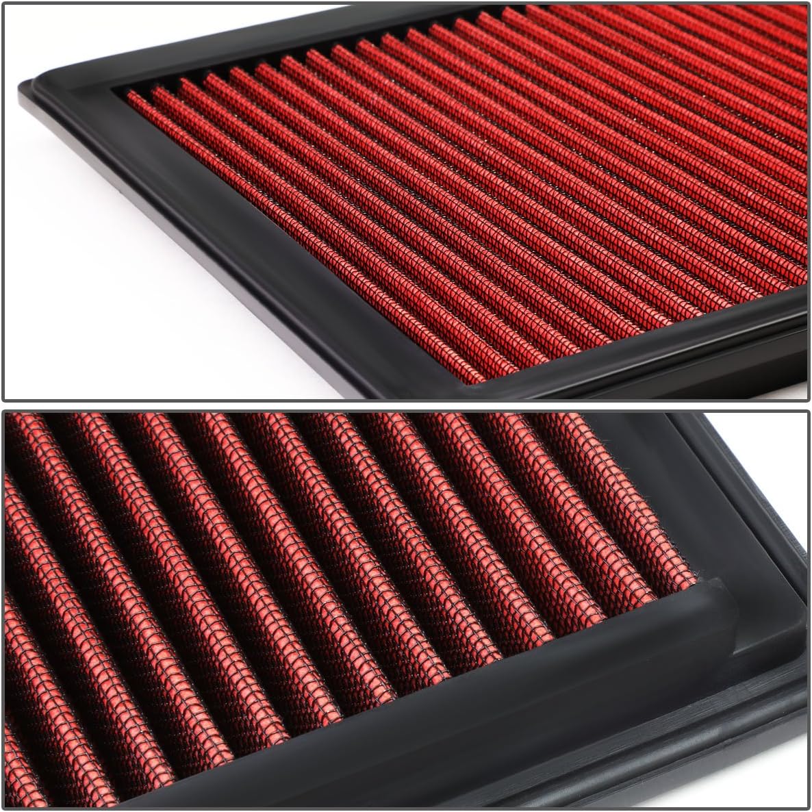 DNA Motoring AFPN-085-RD Washable Drop In Panel Air Filter Enhance Engine Performance [Compatible with 04-08 F150 / 05-07 F250 & F350 / 05-06 Expedition& Excursion / 05-08 Mark LT / 05-06 Navigator]