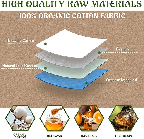 Miniatura 5 de Paquete de 9 envolturas de cera de abejas envolturas de alimentos reutilizables ecológicas y reutilizables sin residuos sostenibles sin plástico 5S