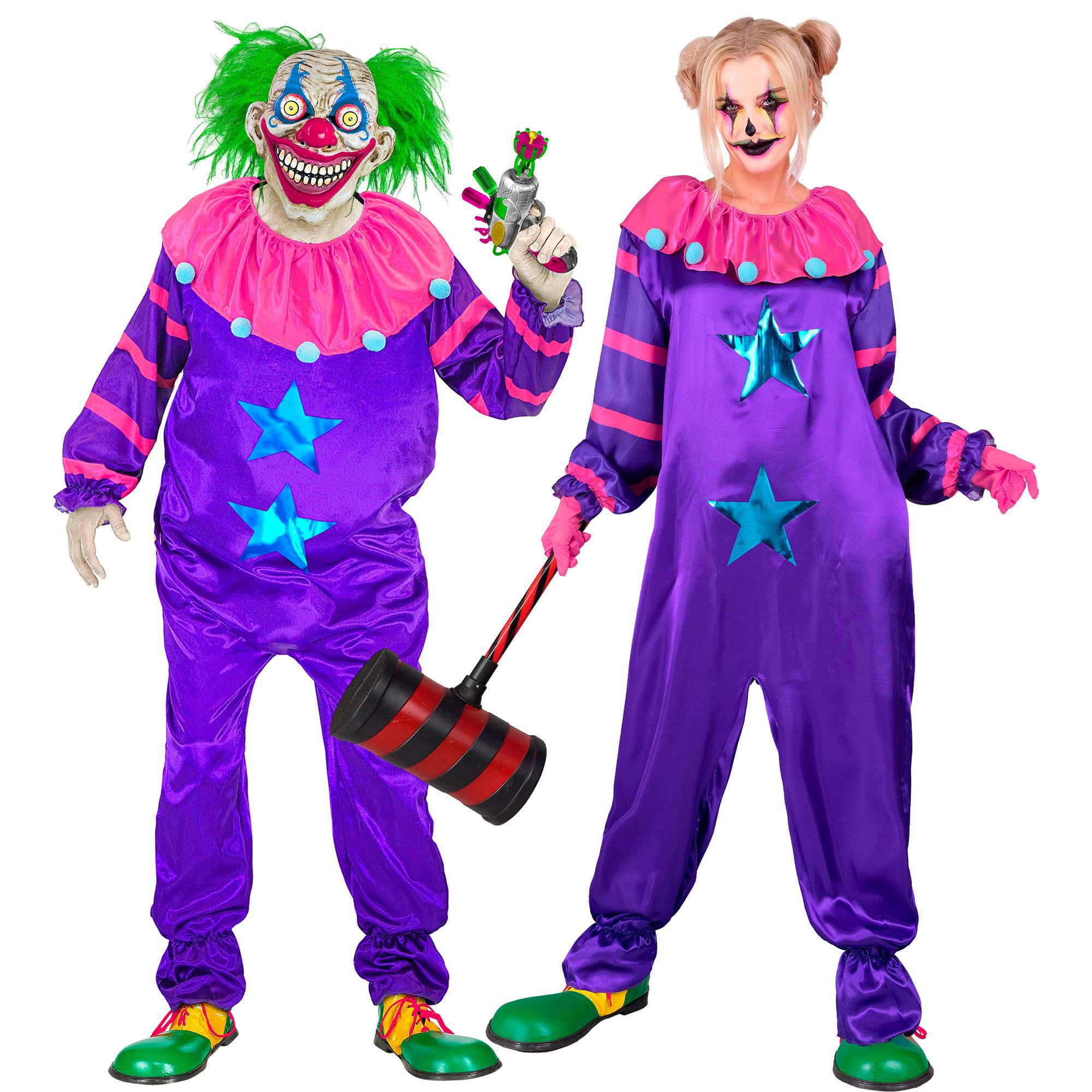 W WIDMANN MILANO Party Fashion - Space Horror Clown Costume, Jumpsuit, Killer Clown, Halloween Fancy Dress
