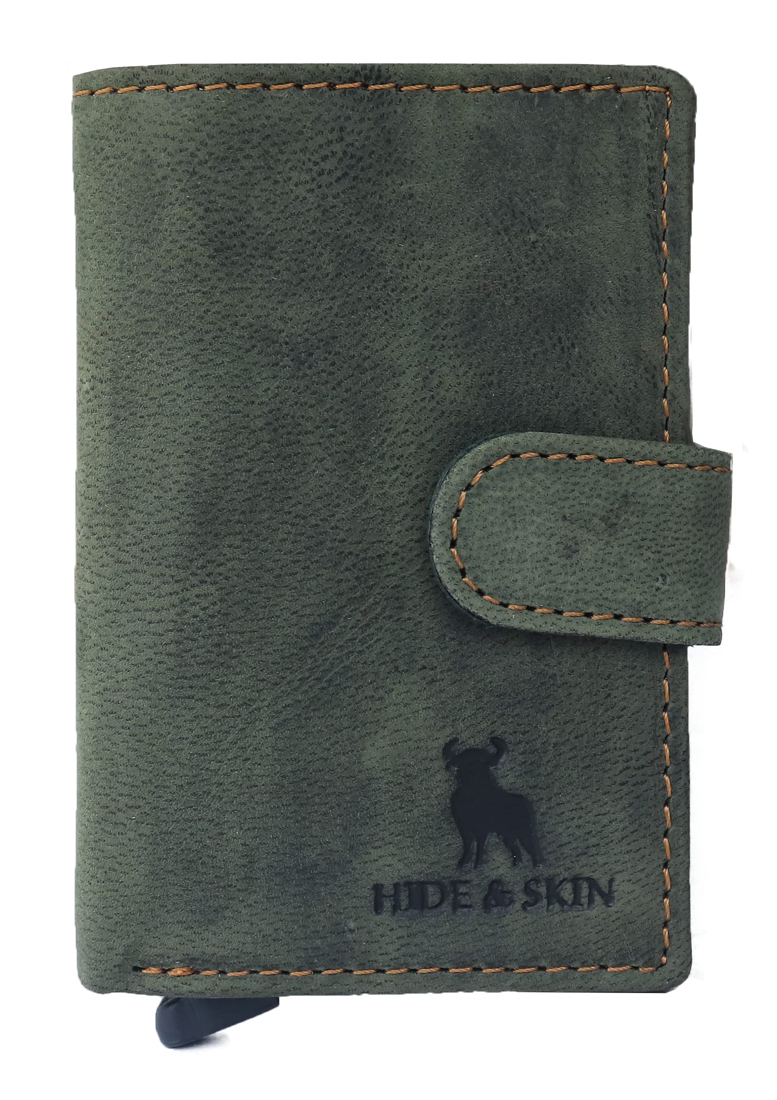 HIDE & SKIN Magma Genuine Leather Unisex RFID Card Holder Green
