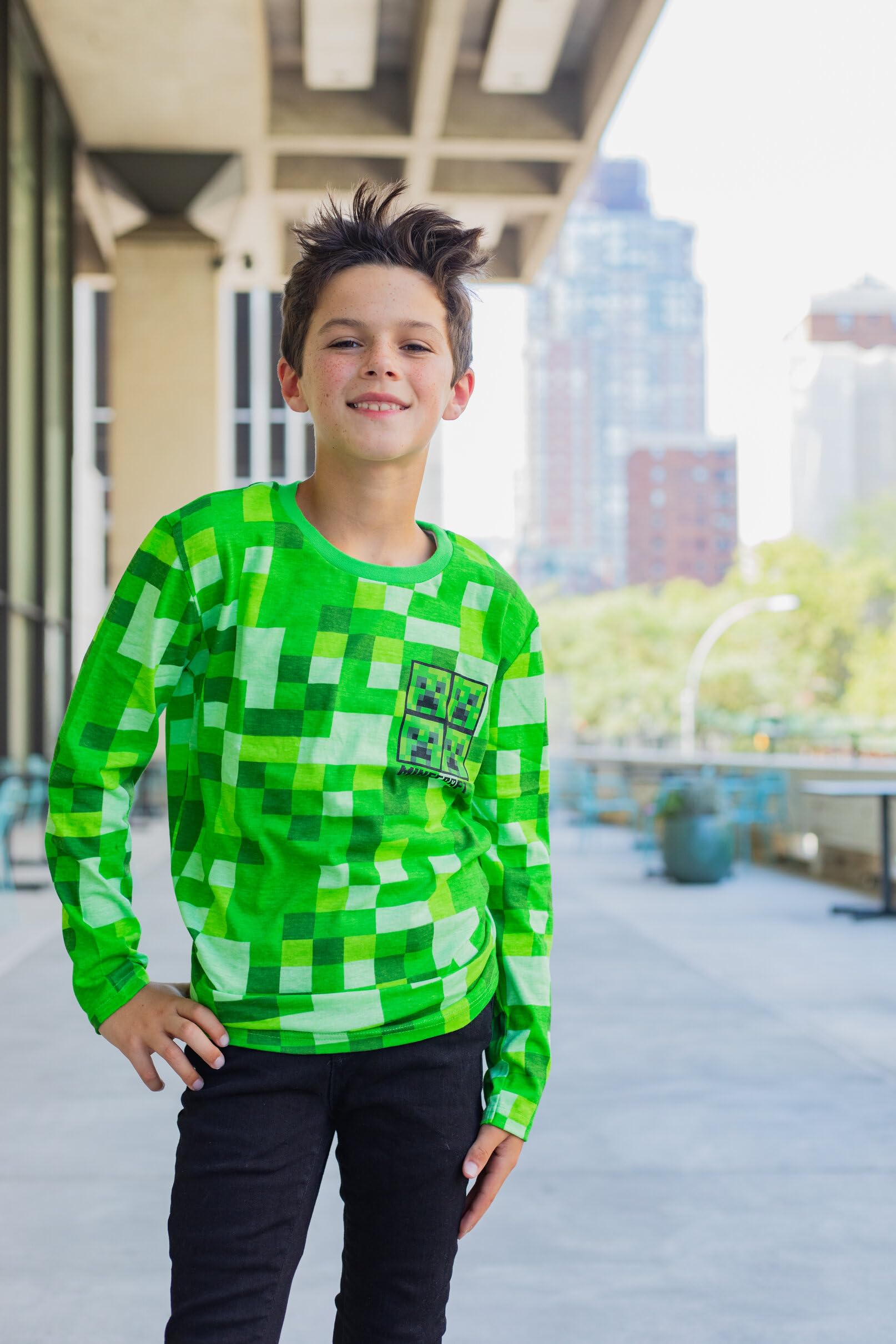 Minecraft 2er-Pack Langarm-T-Shirts für kleine Kinder bis große Kinder, Größen (4–18–20)