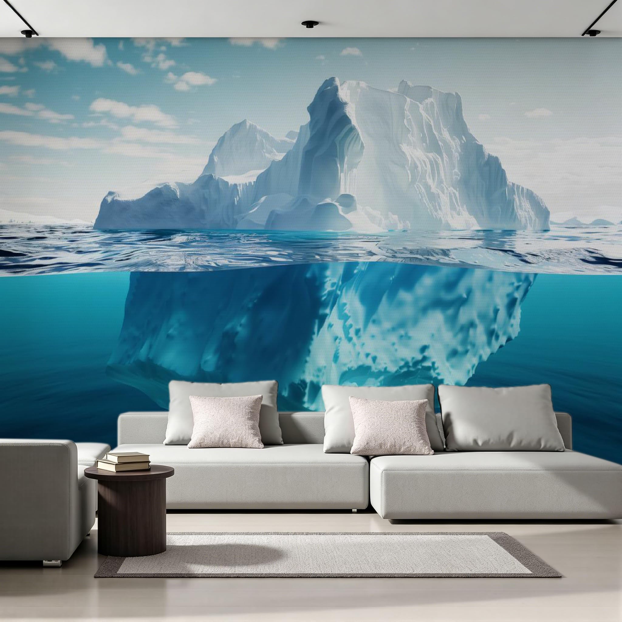 Fresque murale panoramique 3D lavable pour masquer les défauts d'un grand mur de salon