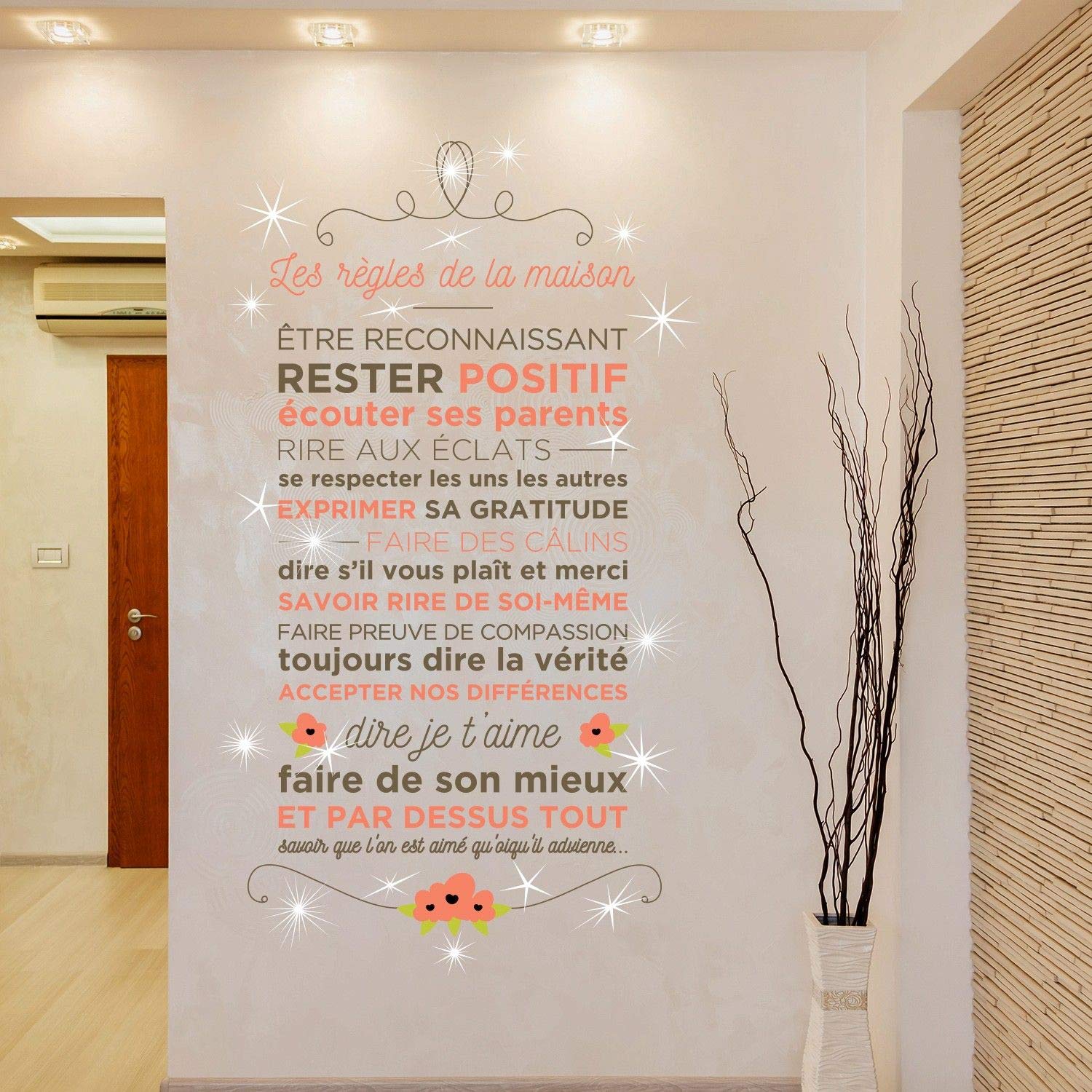 Walplus Wall Sticker Decal Wall Art Floral House French House Rules Decoration Stickers Stock Clearance from B&Q