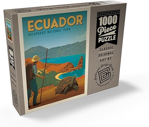 Vista 2 de MyPuzzle Ecuador: Galápagos National Park, Vintage Poster - Rompecabezas premium de 1000 piezas para adultos