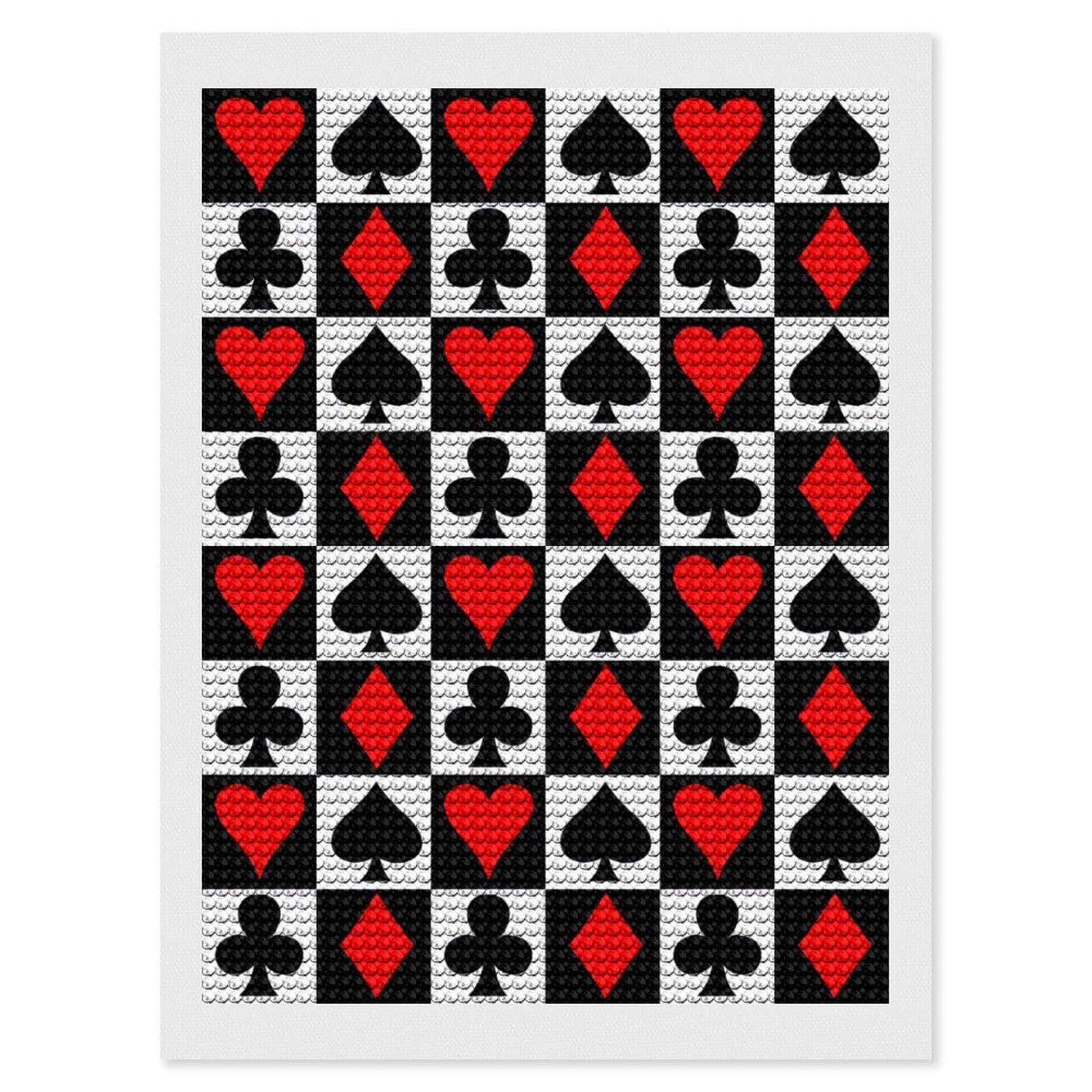 Nclqvjxzkhw Style Poker Diamond Art Painting For Adult Round Diamonds Pictures Arts Crafts Home Wall Decor 12"X16"