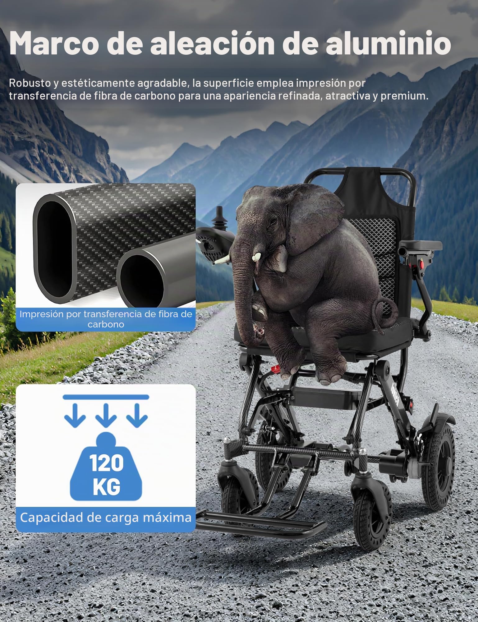 Silla de ruedas eléctrica ligera para adultos, sillas de ruedas eléctricas ligeras de 12.7 kg para adultos, 13 km de largo alcance, silla de ruedas motorizada inteligente para personas mayores