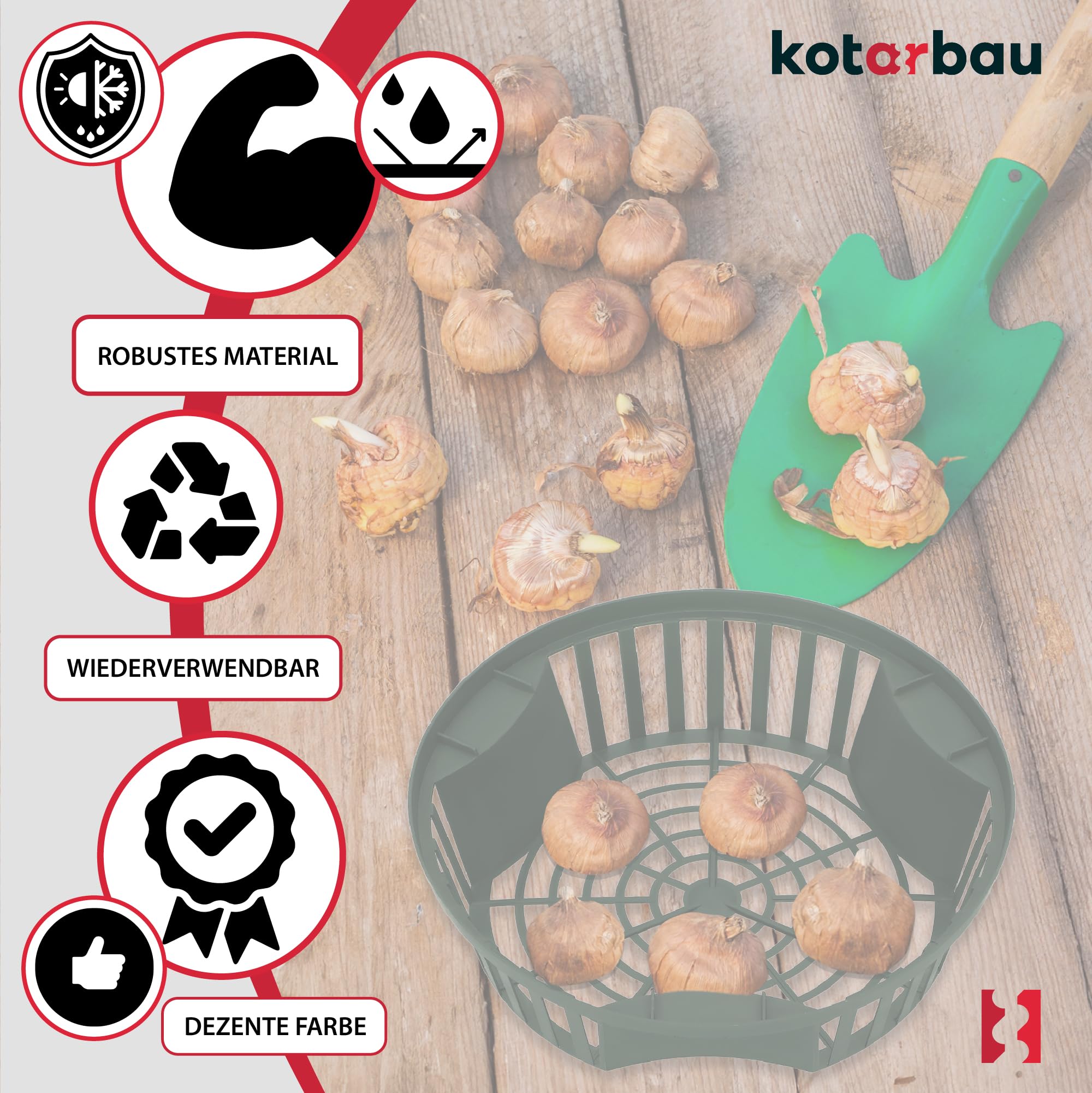 KOTARBAU® Set 10 pièces Panier À Bulbes - ⌀ 215 mm - Vert - Corbeille Plantation Tulipes - Accessoire Plantation Bulbes - Plastique