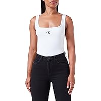 Calvin Klein Donna Canotta CK Rib Scollo Rotondo, Bianco (Bright White)