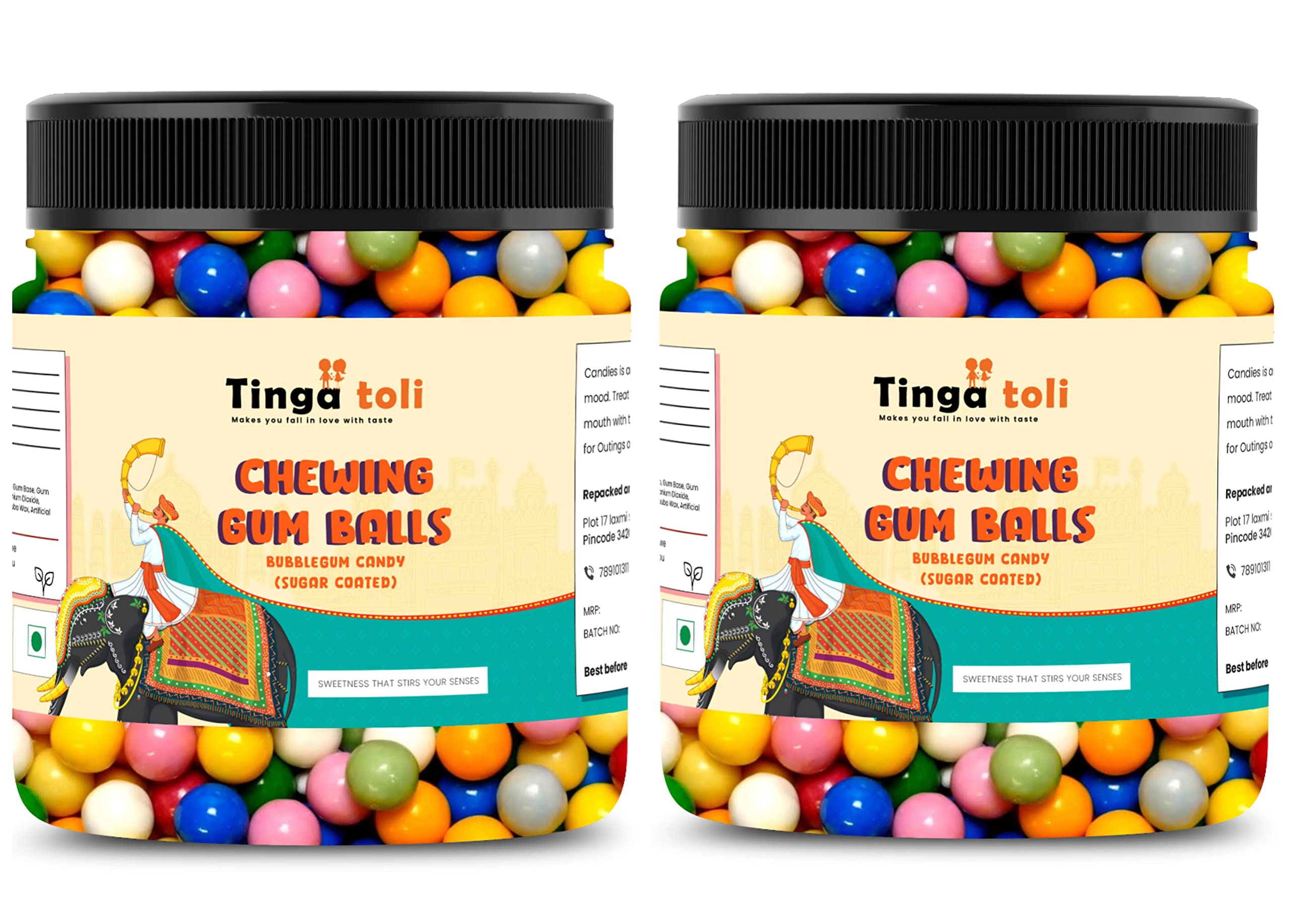 TINGA TOLI Chewing Gum Balls Pack of 2 of 400 Grams Total 800 Grams Sugar Coated Bubble Gums Bubblegum Flavour Candy [Jar Pack] (B0BWFGWFYT) Amazon Price History, Amazon Price Tracker