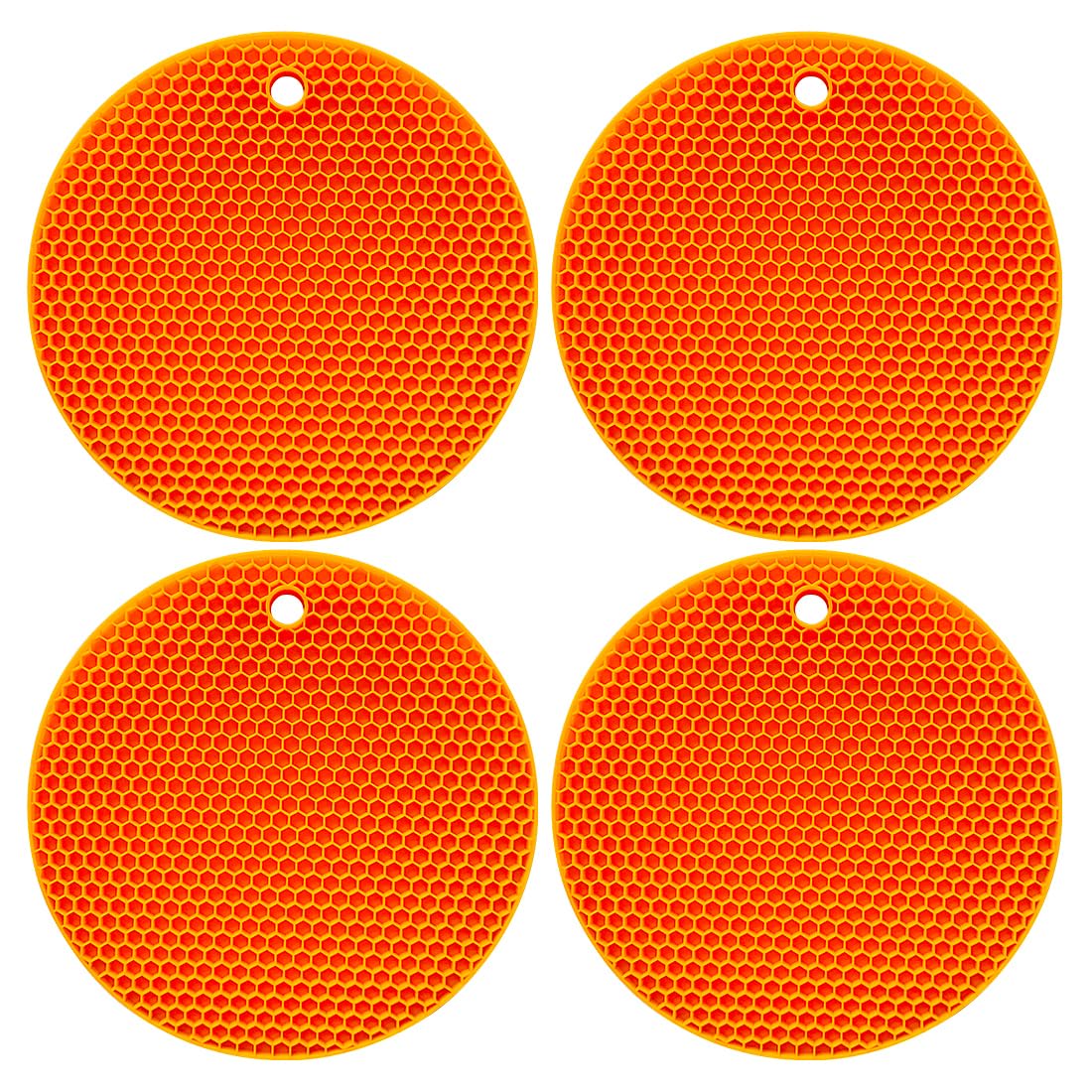 Silikon Topfuntersetzer 4er-Set 18cm - Spülmaschinenfest Wabenstruktur rutschfest, Topflappen Silikon für Küche Camping Wohnmobil Hitzebeständig 240°C (orange)