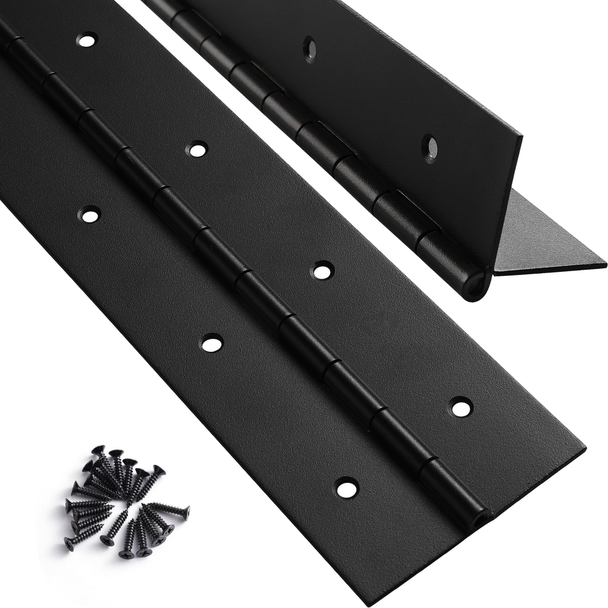 2 Pack Heavy Duty Piano Hinge 24 Inch x 2 Inch Width, 0.047'' Thick Stainless Steel Black Continuous Hinge for Cabinet, Door, Toolbox, Wooden Box,