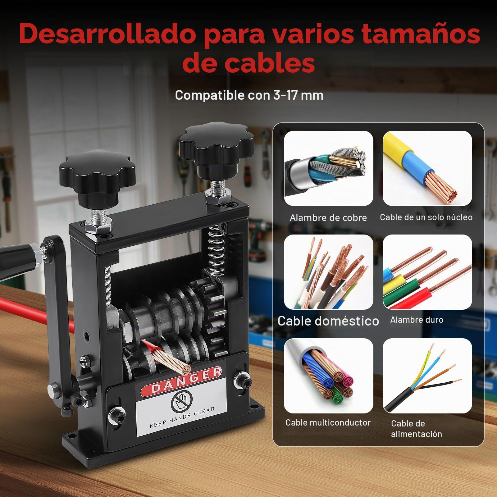 Pelacables De 6 Agujeros, Alicates Pelacables De 3-17 Mm, Herramienta Pelacables Automática Manual Eléctrica Con 2 Modos De Funcionamiento Pelacables Para 5 Cables Simultáneamente