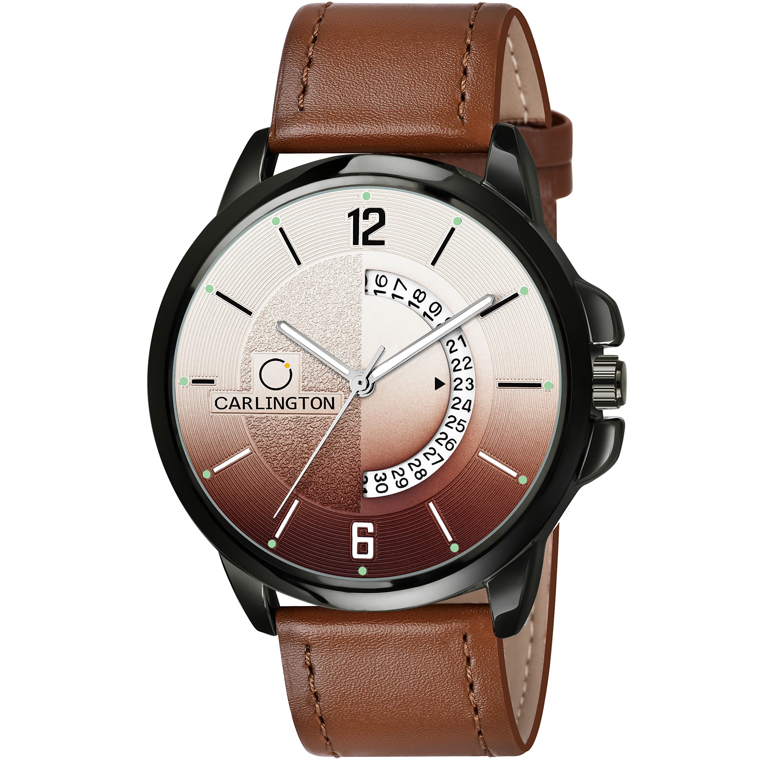Carlington Analog Mens Wrist Watch with Leather Strap (Burgundy) (B09J176J8H) Amazon Price History, Amazon Price Tracker