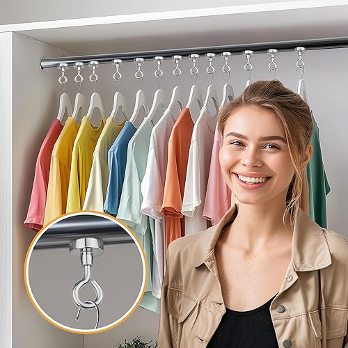 Miniatura 6 de FINDMAG Ganchos magnéticos, ganchos magnéticos resistentes de 40 libras, artículos esenciales para cruceros, ganchos de ojo de oveja con imán de