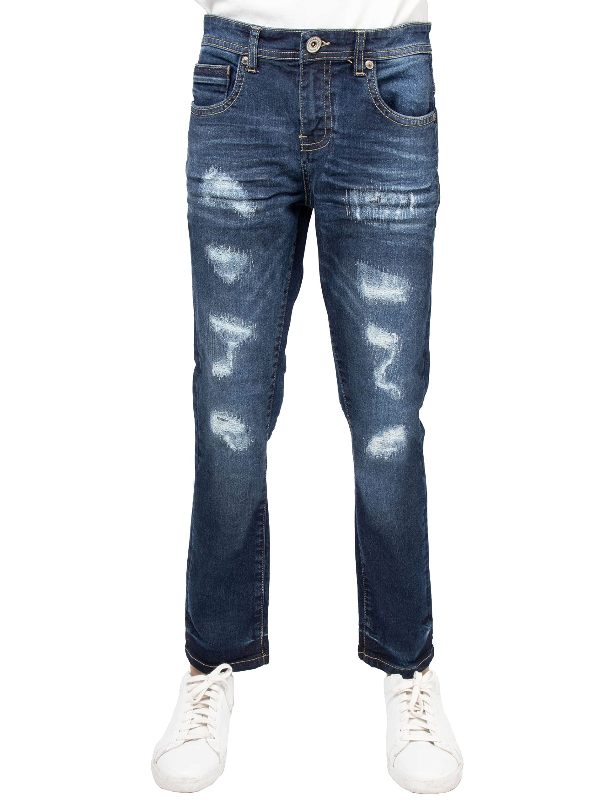 RAW X Boys Denim Jeans (2T-18), Big Boy & Little Kids Stretch Slim Fit Pants, Distressed Ripped Biker Jeans for Boys