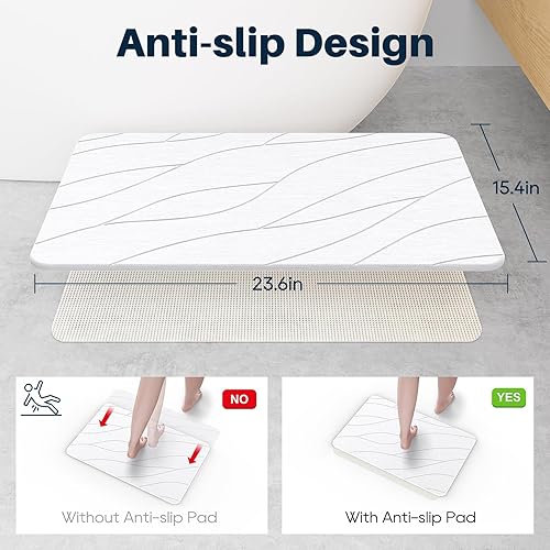 Miniatura 2 de Closefriend Tapete de baño de piedra de diatomita, tapete de baño de secado rápido, piedra, tierra de diatomeas, antideslizante, absorbente, de