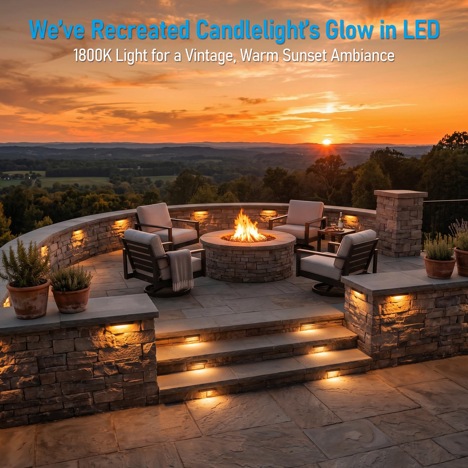 LEONLITE 8-Pack Premium Series 5CCT 7 Inch LED Hardscape Lighting Swivel, 2200K/2700K/3000K/4000K/5000K Selectable, Retaining Wall Light Low Voltage, 12V Paver Light, 4.5W Outdoor Step Light, ETL