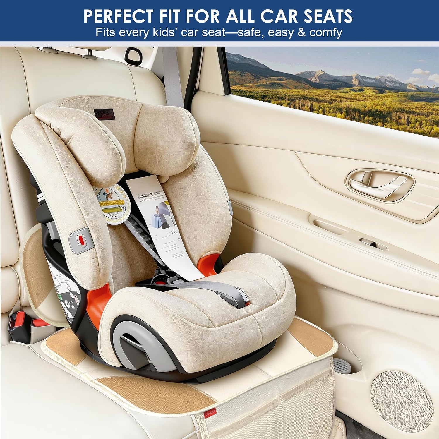 Sinvitron Car Seat Protector for Kids, AntiSlip Thick Paddi