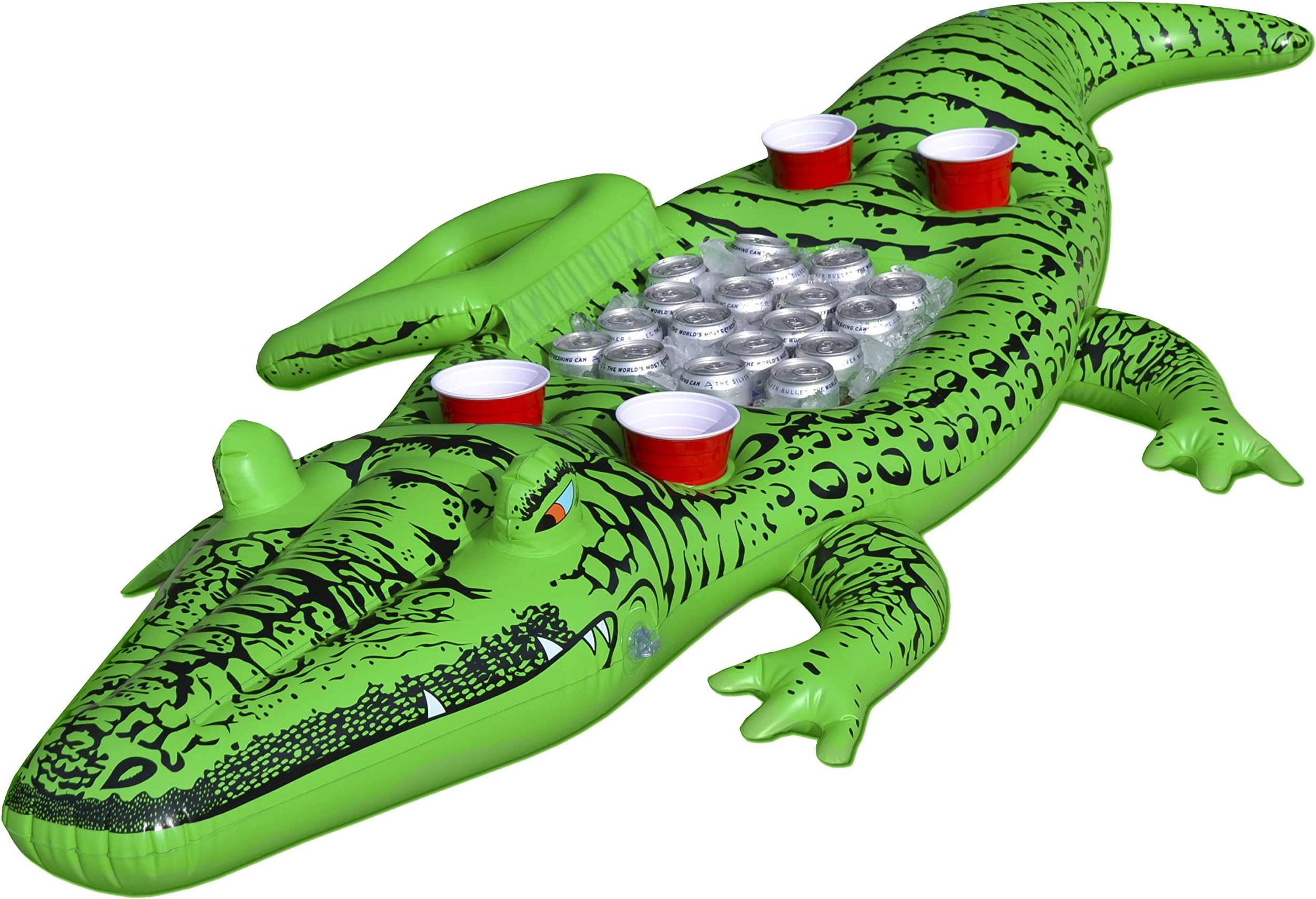 GoFloats GoPong Giant Party Gator Floating Alligator with Cooler and Cup Holders, Over 6 ft Long