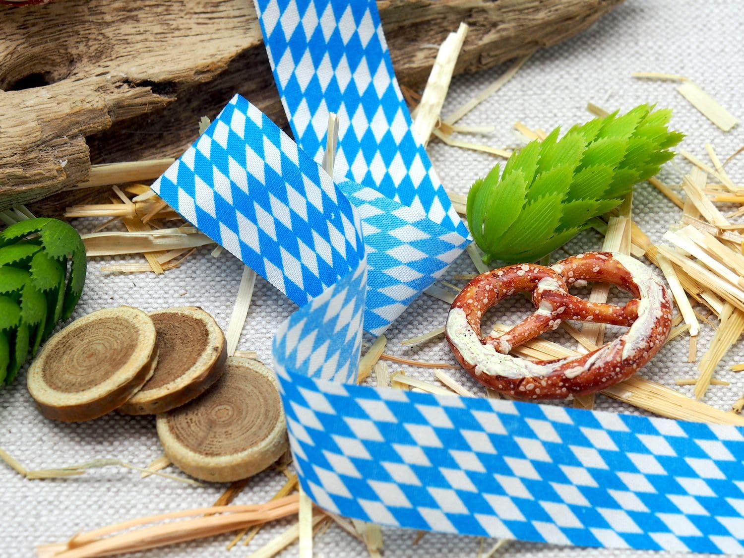 Oktoberfest Armbänder 12 Stück Set - Blau Weiß Silikon Party