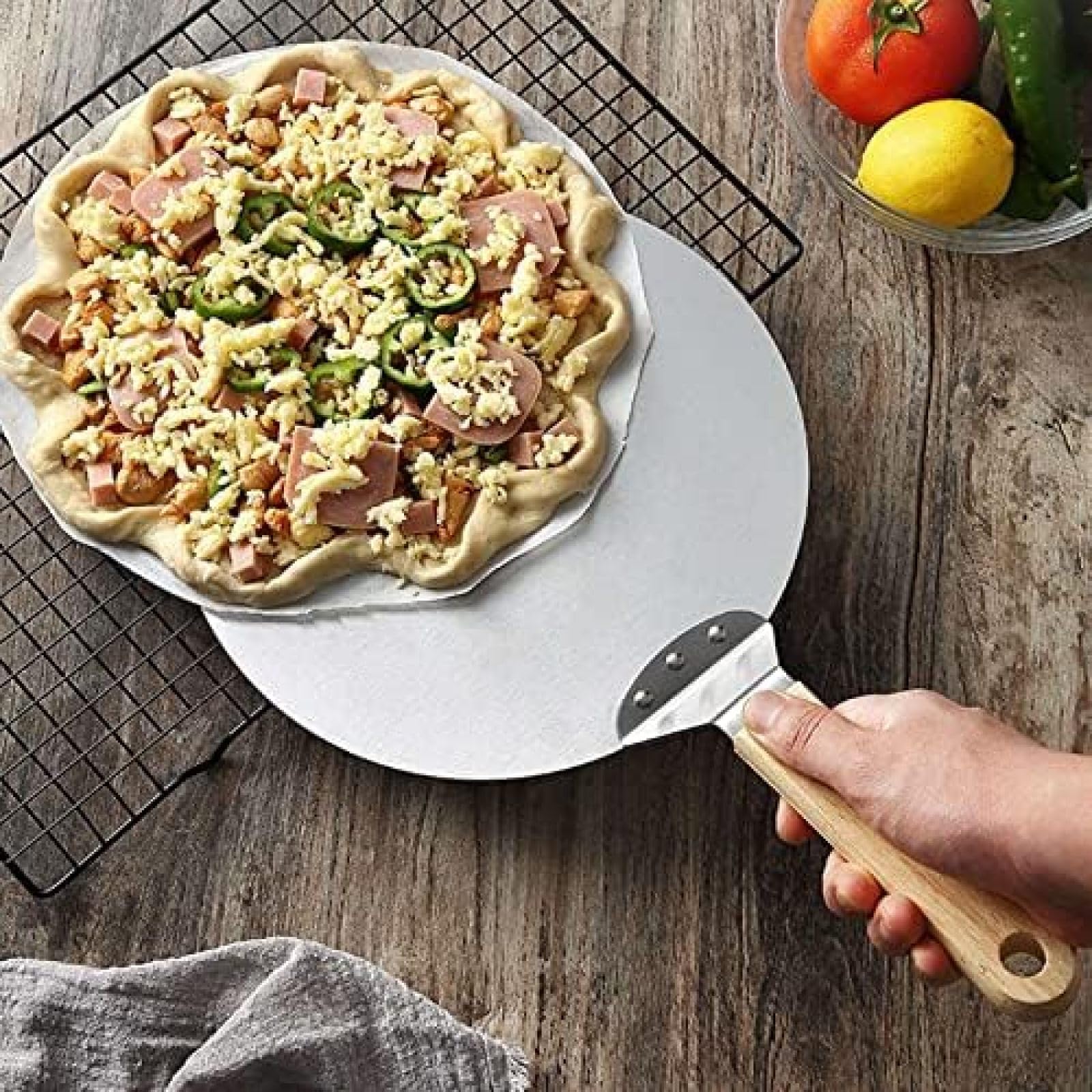 Pala Per Pizza Perforata Da 12 Pollici, Pala Per Pizza In Alluminio E Metallo Spatola Per Pizza 663243
