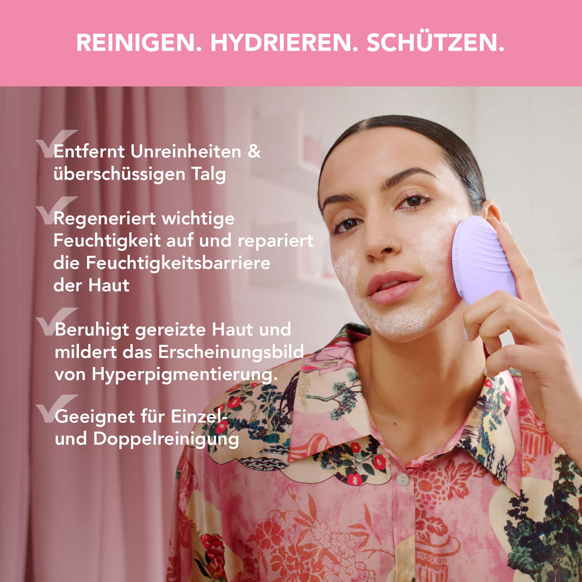 FOREO LUNA 4 Gesichtsreinigungsbürste + Micro-Foam Cleanser 2.0 100 ml Set | Gesichtsreinigungsbürste, Silikonbürste, Gesichtsreiniger, Reinigungsschaum, Empfindliche Haut, Sanftes Peeling