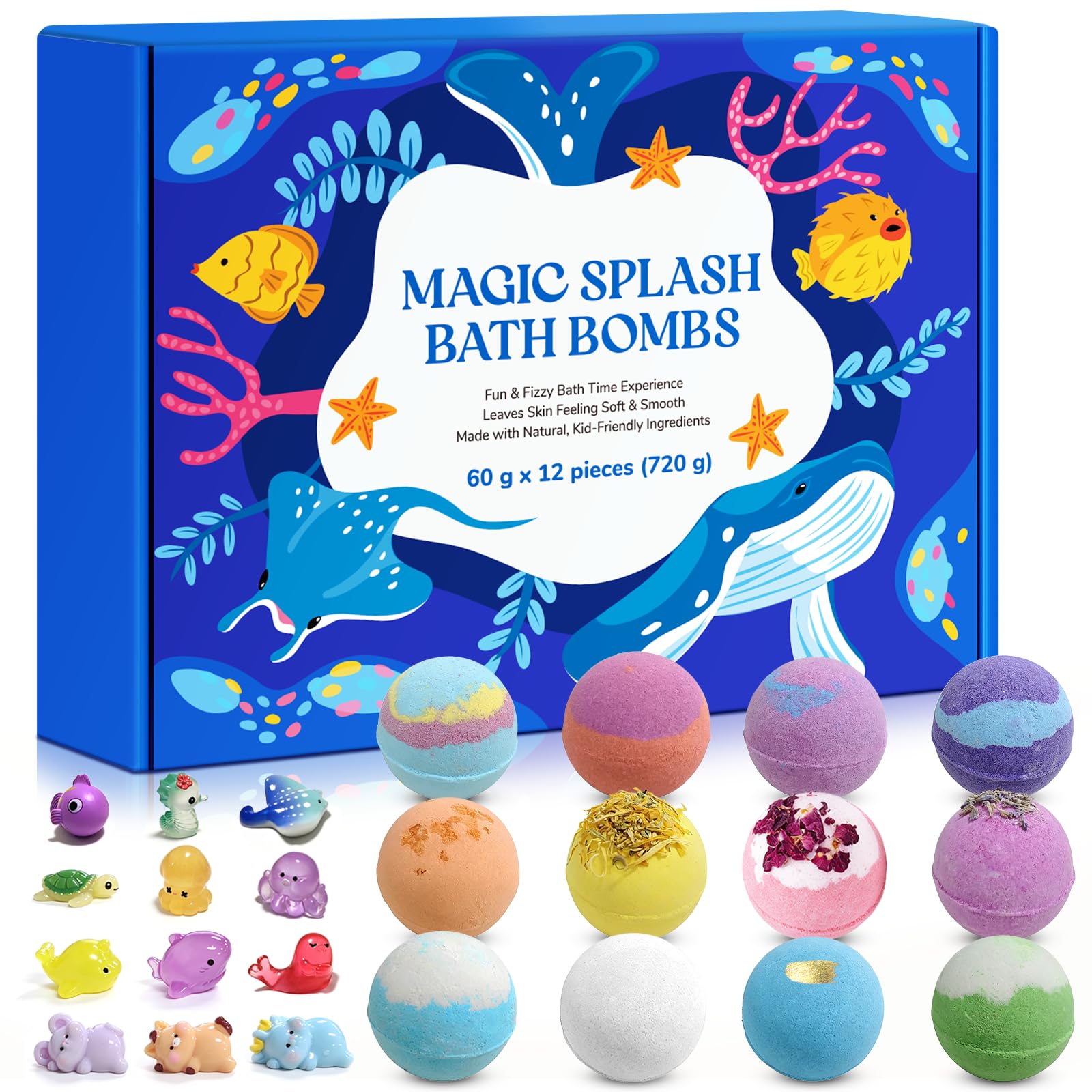 Bombe da bagno con sorpresa, 12PCS Bombe da bagno bambini, bombe da Bagno in Schiuma Organica Naturale, Regali per Ragazzi e Ragazze,bath bomb gift