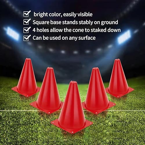 Miniatura 10 de Conos deportivos para niños, pequeños conos de entrenamiento para práctica de fútbol, paquete de 24 marcadores de cono de campo de agilidad de 7
