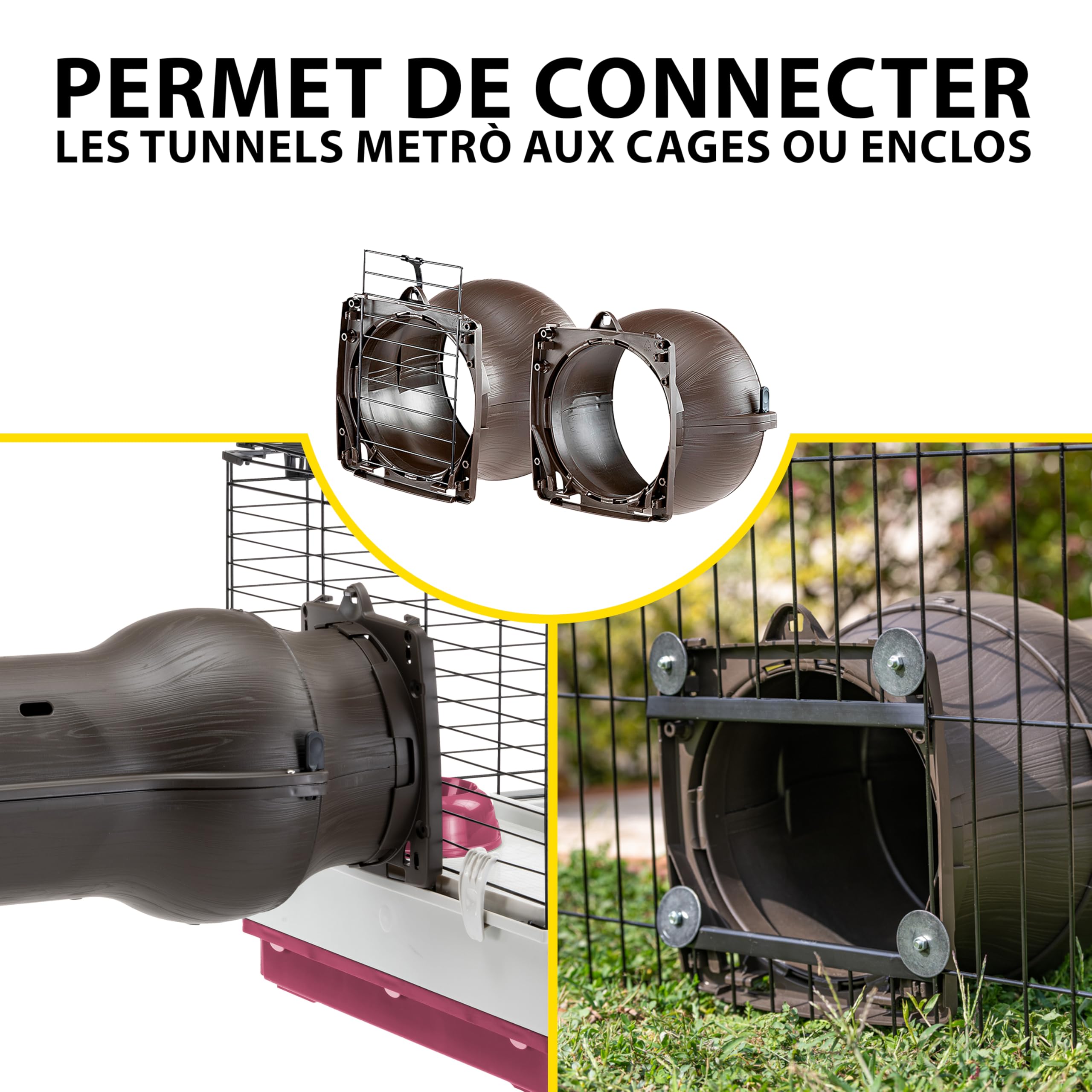 Ferplast Kit de 2 raccords universels Metro' Junction pour Tunnels et habitats pour Lapins Metro' – Adaptable aux Cages et Maisons Metrò Ø27×22 cm