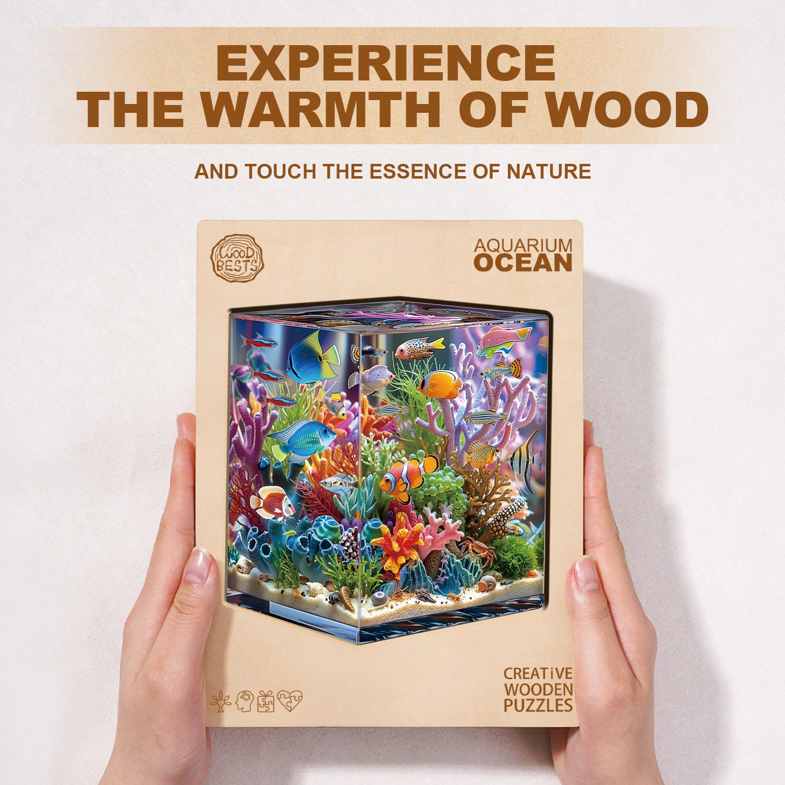 Jigfoxy Puzzle in legno per adulti, puzzle con acquario oceano con pezzi unici a forma di animale, rilassante gioco rompicapo, regalo di compleanno per familiari e amici (L-32 x 31 cm, 170 pezzi)
