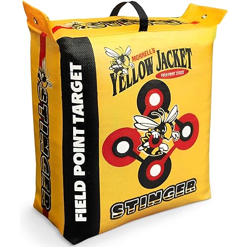 Morrell Yellow Jacket 19 Pound Portable Stinger Adult Field Point Archery Bag Target with 2 Shooting Sides, 10 Bullseyes, and Handle, Yellow M-88