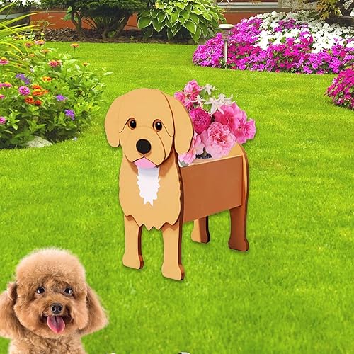 Miniatura 56 de Macetas en forma de perros, bonitas, para jardín, regalos de cumpleaños para mujeres, decoración de interiores, exteriores u oficina, goldendoodle
