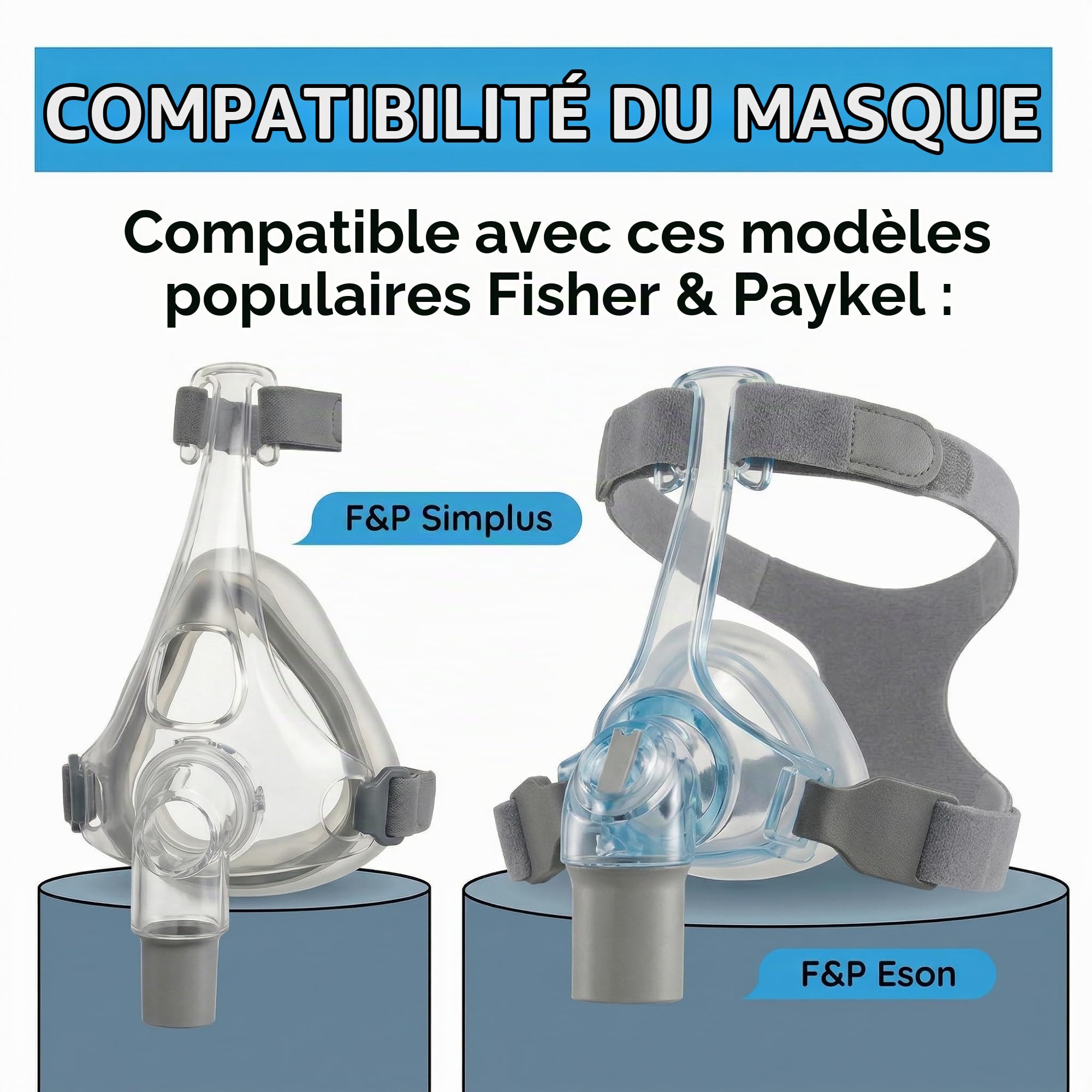 Sangles de Masque Nasal Eson Compatibles avec le Fisher and Paykel Eson 2 et Simplus - Sangles de Rechange Compatibles avec le Masque Nasal F&P Eson 2 et Simplus (clips non inclus)